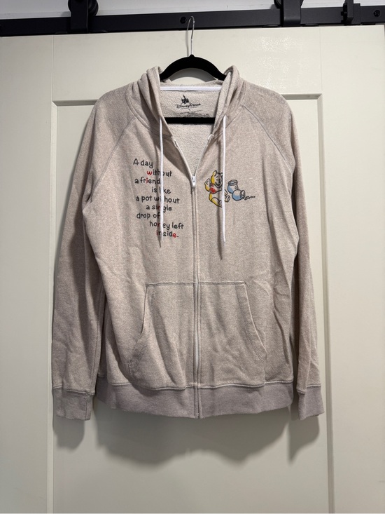 Disney Tops - Disney Beige Winnie the Pooh Zip Front Hoodie with Embroidered Graphic